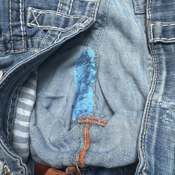 Rock Revival Jeans Mens 33 Richie Straight Leg Thrashed Rockstar Repaired Denim - Picture 8 of 14